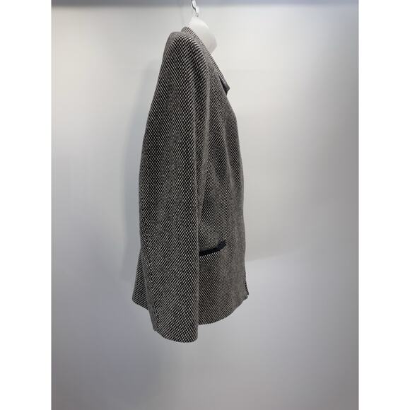 Talbots Black Check Blazer Italian Fabric Wool Silk Blend Tweed Women’s Size 18 - Picture 3 of 7